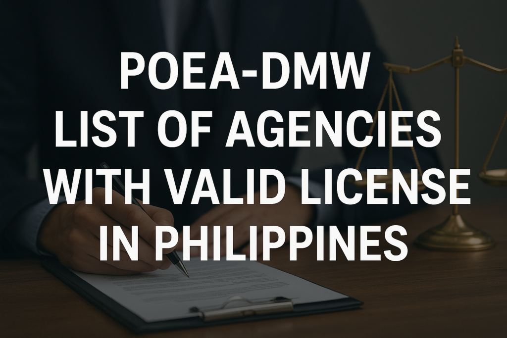 POEA-DMW List of Agencies With Valid License in Philippines